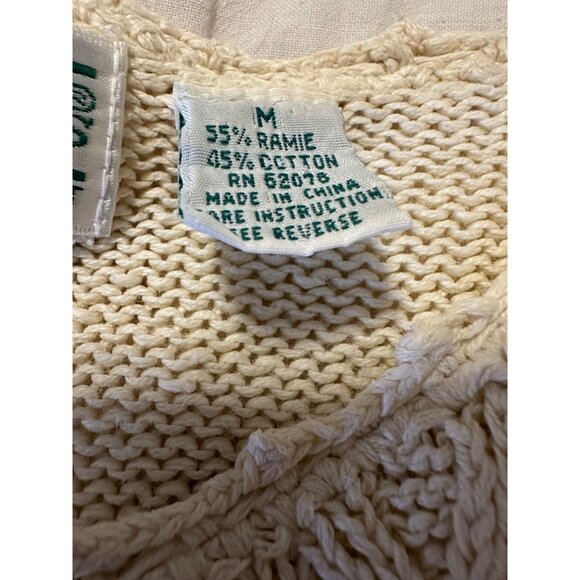 VTG 90s Artsy Embroidered M Cable  Knit Sweater Portrait Collar Coquette read - Picture 4 of 14